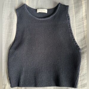 NWOT Navy blue Aritzia Babaton ribbed crop